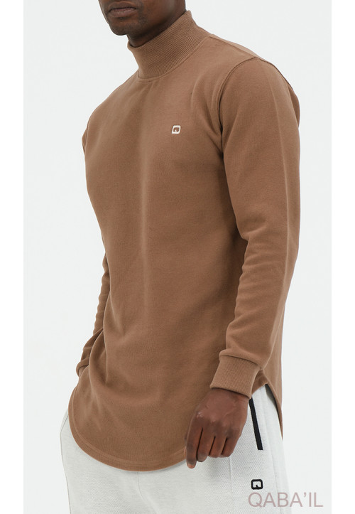 Pull Col Montant Marron -...
