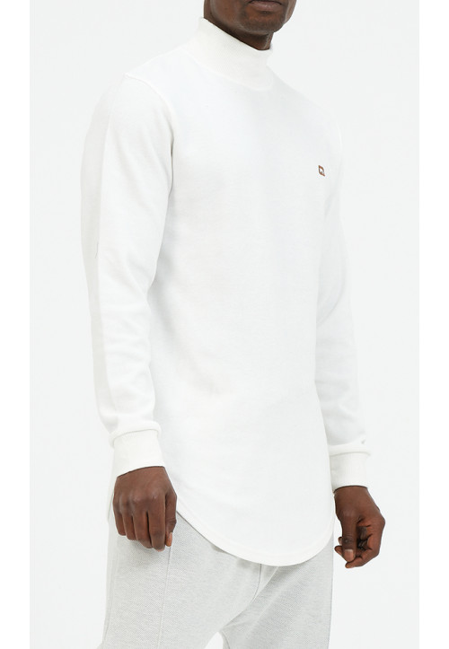 Pull Col Montant Blanc-...
