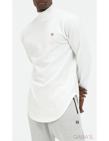 Pull Col Montant Blanc- Qaba'Il