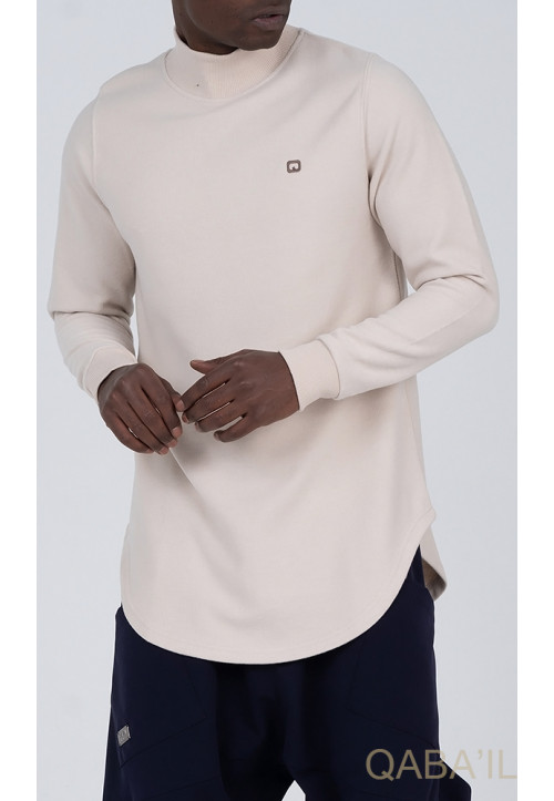 Pull Col Montant Beige -... 2