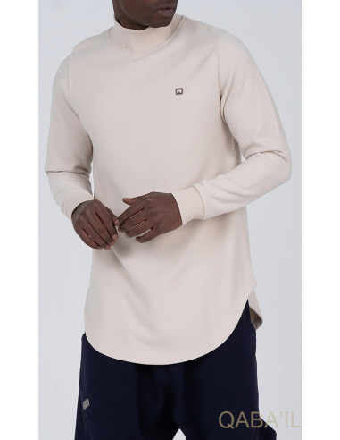 Pull Col Montant Beige - Qaba'Il
