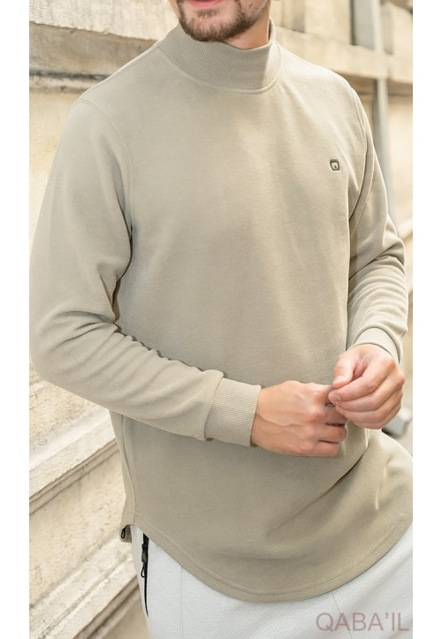 Pull Col Montant Kaki Clair...