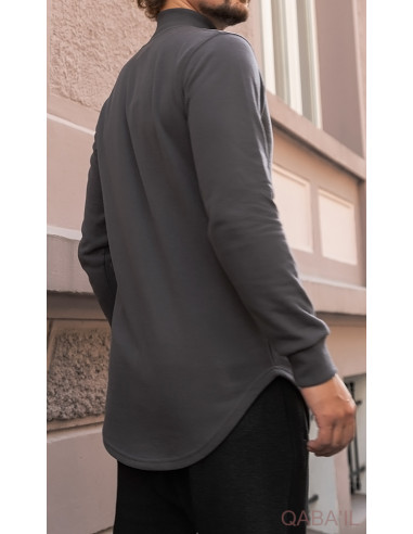 Pull Col Montant Gris - Qaba'Il