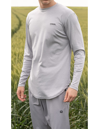 T-Shirt Manches Longues Gris Clair -...